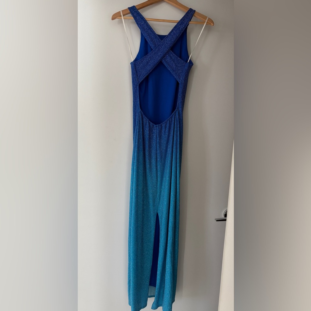 Size 9/10 Blue to Teal Ombre Maxi Dress with Sparkle